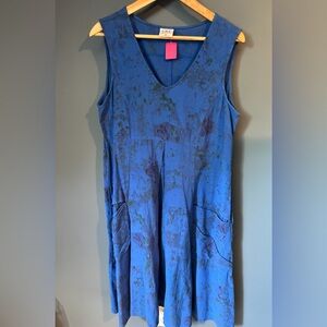 CMC Color Me Cotton Blue Sleeveless Dress with Pockets XL